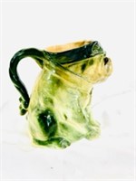 Antique Majolica French bull dog pitcher 9 in tall