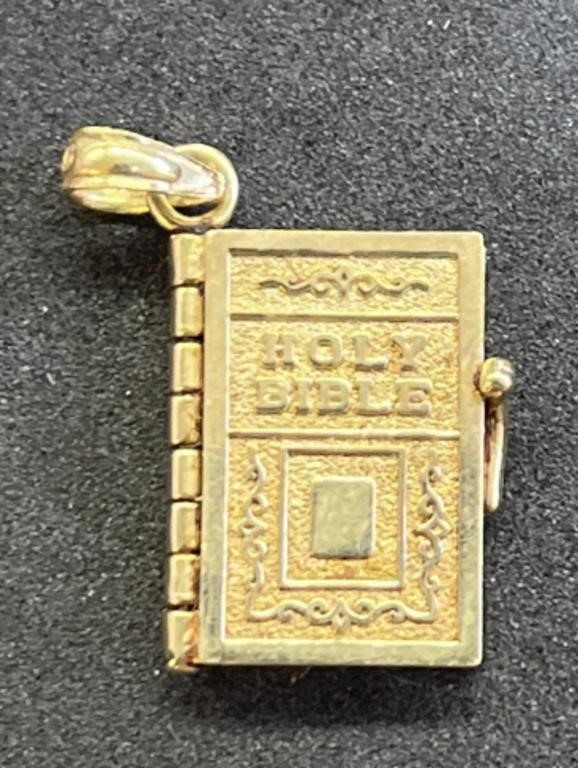14K Gold Bible Charm 3.6 Grams