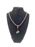 Wooden Bead and Turquoise Necklace
