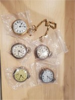 5 WESTCLOX POCKET WATCHES