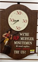 Advertisement clock for AP Muffler Minute Men