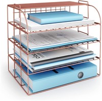 4-Tier Metal Desk Organizer, Rose Gold