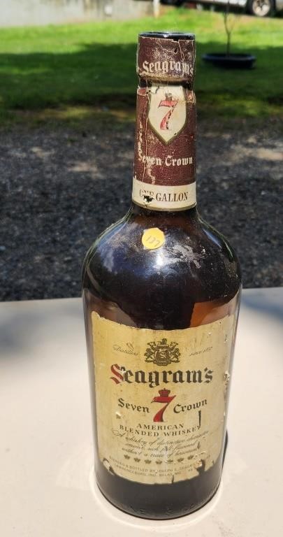 1 gallon Seagrams 7 crown liquor bottle