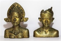 Gilt Toned Egyptian Male And Female Bust