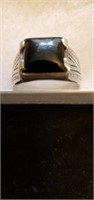 Sterling silver men's ring black onyx stone