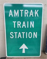 Amtrak Train Station Sign Metal