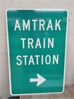 Amtrak Train Station Sign Metal