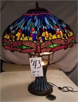 Tiffany Style Stained Glass Lamp 29 X 24-Damaged