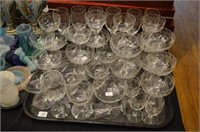 Tray of etched stemware