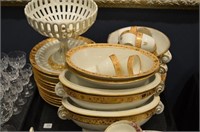 Tray of French porcelain dinnerware