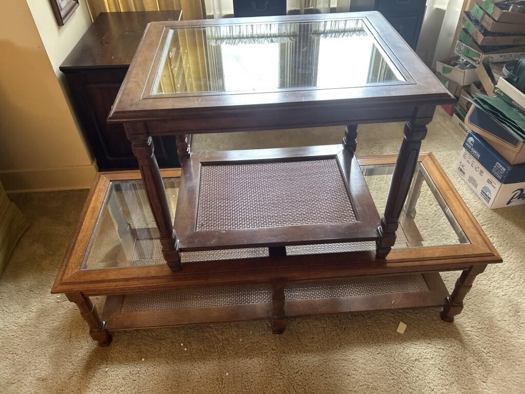 2  glass top living room tables