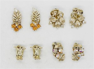 (4) PAIRS GLAM GOLD TONE EARRINGS