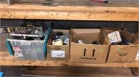 4 Containers of fittings, valves, breakers, misc