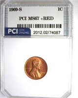 1969-S Cent MS67+ RD LISTS $4250