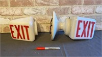 (2 PCS) VINTAGE GLASS EXIT SIGN & GLASS EXIT GLOBE