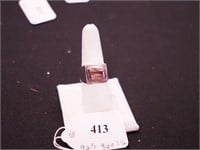 Silver ring marked 925 with rectangular