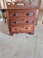 ANTIQUE WALNUT COTTAGE COMMODE W/ BACKSPLASH