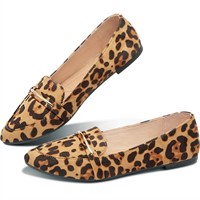 R1786  Obtaom Womenâ€™s Leopard Pointy Toe Loafer
