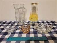 Pink Depression Glass, Atomic Pitcher, Vase, Coin