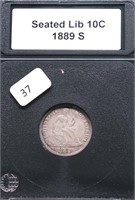 1889 S SEATED DIME VF PQ