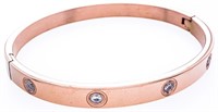 Rose Gold/Stainless Steel Bangle Cuff Bracelet - S