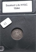 1844 SEATED HALF DIME F