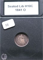 1841 O SEATED HALF DIME F