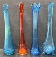 4 MCM Swung Art Glass Vases
