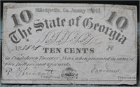 1863 STATE OF GA TEN CENTS NOTE