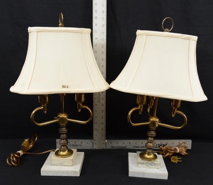 MARBLE AND BRASS STUDY LAMPS