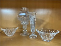 Lot of crystal & crystal candy dishes, vase