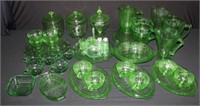 Lot of 40+pc Green Depression Glassware