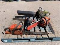 Pallet - (3) Gas Chainsaws, (1) Electric