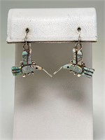 Sterling Native Humming Bird Opal Earrings 5 Grams