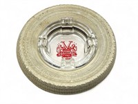 Vintage Vogue Tyres glass ashtray, 6” diam.