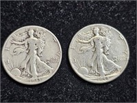 1943 & 1944 Liberty Walking Half Dollars (2)