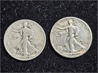 1943 & 1943D Liberty Walking Half Dollars (2)