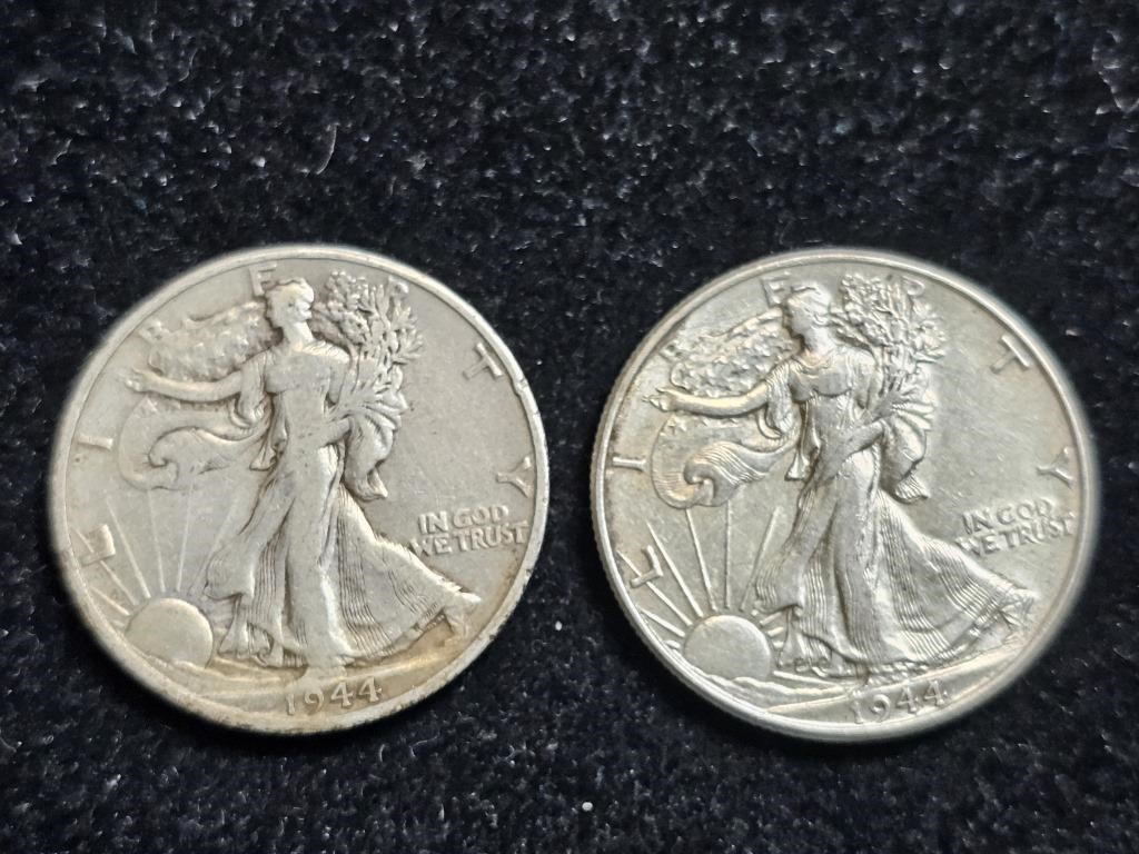 1944 & 1944D Liberty Walking Half Dollars (2)