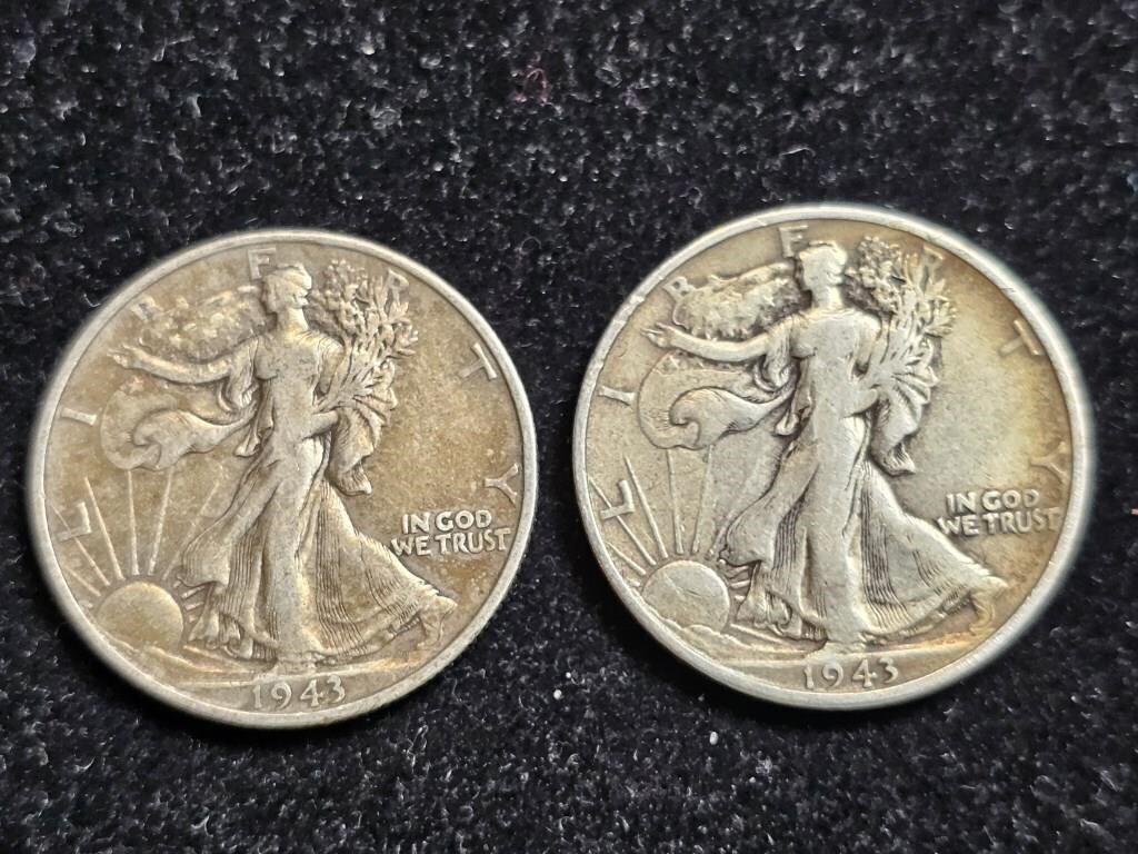 1943 & 1943S Liberty Walking Half Dollars (2)