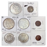 1879-1935 (Set 8) Various 1C, $1, 5C, Pesos