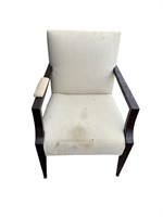 Beige Upholstered Wood Arm Chair