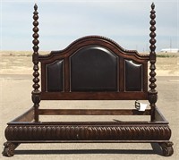 Lane King Sized Bed -2 Poster Solid Wood & Leather