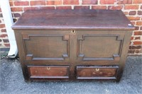 18th century Pine 2 drawer Trunk w/ wrought
