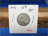 1-1943 25 CENT SILVER COIN