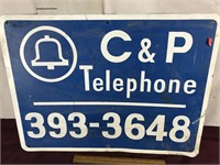 Vintage C&P Telephone Sign, Metal