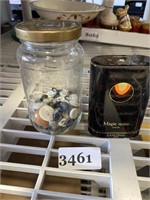 Perfume Bottle & Jar of Buttons