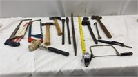 Pipe wrench, Hammers, Saws, Pry Bars