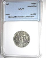 1948 Franc NNC MS66 Madagascar