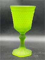11” Green Satin Indiana Glass Diamond Point Vase