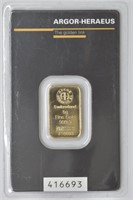 5 Gram Gold Bar Argor-Heraeus on Card